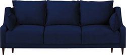 Modrá sametová rozkládací pohovka s úložným prostorem Mazzini Sofas Freesia, 215 cm
