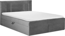 Světle šedá sametová dvoulůžková postel Mazzini Beds Afra, 160 x 200 cm