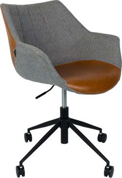 Šedá kancelářská židle s hnědým detailem Zuiver Doulton