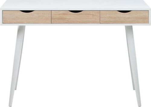 Bílý pracovní stůl se 3 zásuvkami v dekoru dřeva Actona Neptun
