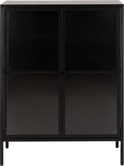 Černá kovová vitrína Actona Newcastle, výška 98,7 cm