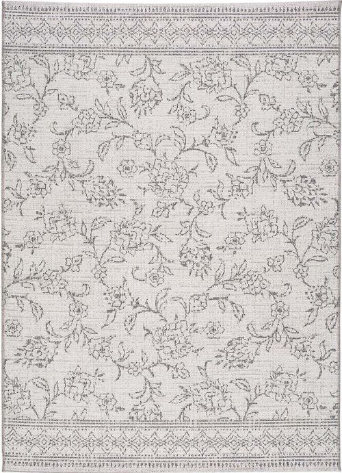 Šedý venkovní koberec Universal Weave Floral, 155 x 230 cm