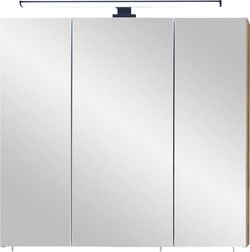 Hnědá závěsná koupelnová skříňka se zrcadlem 75x70 cm Set 374 - Pelipal