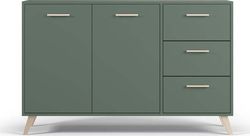 Zelená nízká komoda 140x86 cm Burren - Cosmopolitan Design
