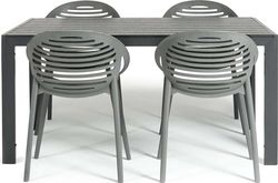 Zahradní jídelní set pro 4 osoby s šedou židlí Joanna a stolem Viking, 90 x 150 cm