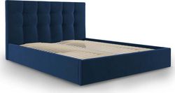 Tmavě modrá sametová dvoulůžková postel Mazzini Beds Nerin, 180 x 200 cm