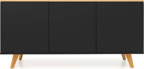 Černá komoda s nohami z bukového dřeva Tenzo Amelia, 162 x 77 cm