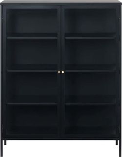 Černá vitrína Unique Furniture Carmel, výška 140 cm