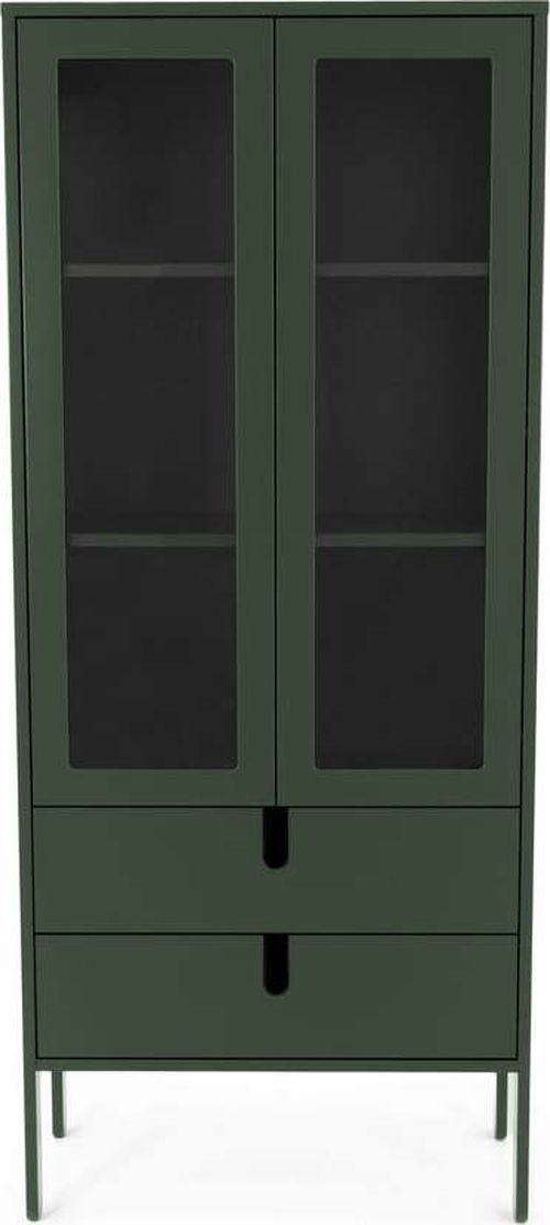 Tmavě zelená vitrína Tenzo Uno, šířka 76 cm