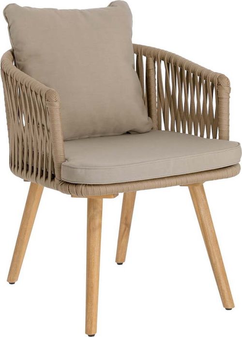 Zahradní židle z akáciového dřeva s béžovým polstrováním La Forma Hemilce