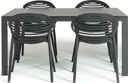 Zahradní jídelní set pro 4 osoby s černou židlí Joanna a stolem Viking, 90 x 150 cm