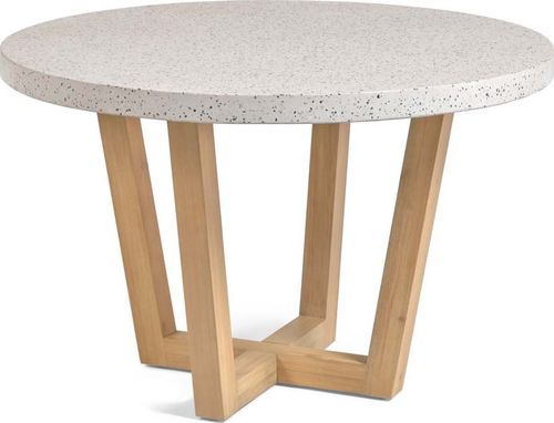 Bílý zahradní stůl s deskou z kamene La Forma Shanelle, ø 120 cm