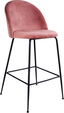 Sada 2 růžových barových židlí se sametovým potahem s nohami černé barvy House Nordic Lausanne