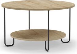 Kulatý konferenční stolek s deskou v dubovém dekoru v přírodní barvě 80 cm Tonka