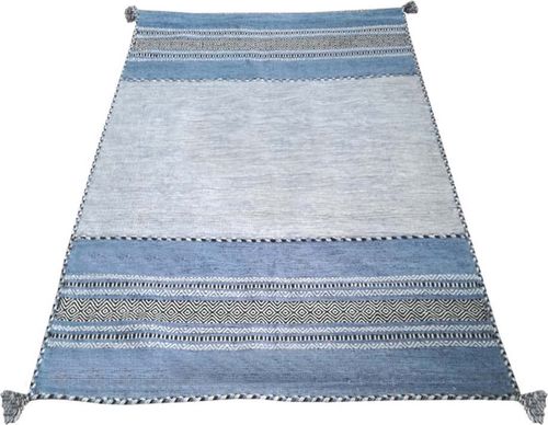 Modro-šedý bavlněný koberec Webtappeti Antique Kilim, 160 x 230 cm