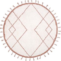 Bílo-hnědý bavlněný ručně vyrobený koberec Nattiot, ø 120 cm