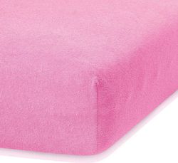 Tmavě růžové elastické prostěradlo s vysokým podílem bavlny AmeliaHome Ruby, 140/160 x 200 cm