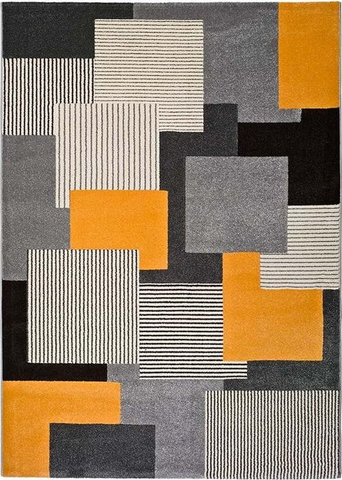 Šedo-oranžový koberec Universal Leo Square, 140 x 200 cm