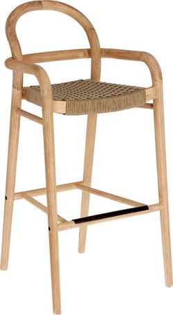 Zahradní barová židle z eukalyptového dřeva s béžovým výpletem La Forma Sheryl, výška 79 cm