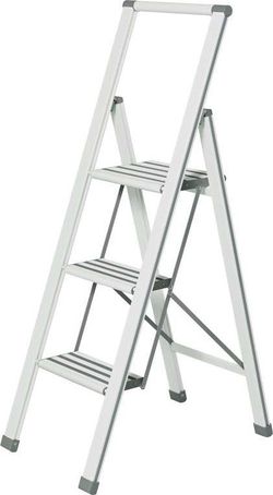 Bílé skládací schůdky Wenko Ladder Alu, výška 127 cm