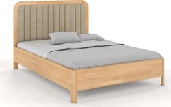 Tmavá přírodní dvoulůžková postel z bukového dřeva Skandica Visby Modena, 200 x 200 cm