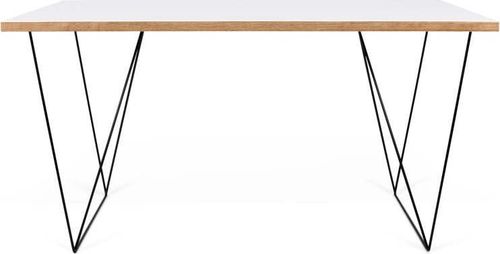 Bílý pracovní stůl s černými nohami TemaHome Flow, 140 x 75 cm