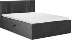 Tmavě šedá sametová dvoulůžková postel Mazzini Beds Afra, 200 x 200 cm