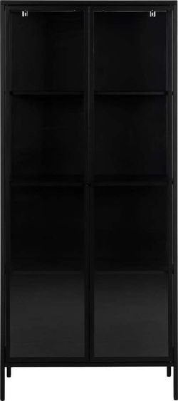 Černá kovová vitrína Actona Newcastle, výška 180 cm