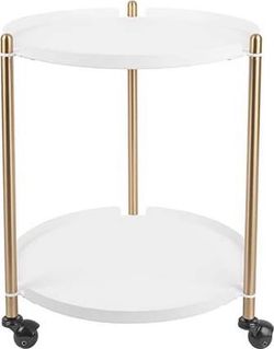 Kovový odkládací stolek v bílo-zlaté barvě Leitmotiv Thrill