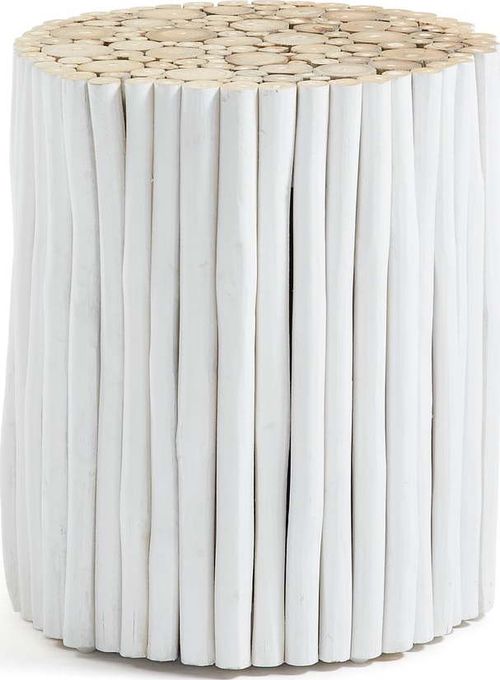 Bílý odkládací stolek z teakového dřeva La Forma Filippo, ⌀ 35 cm