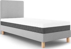 Světle šedá jednolůžková postel Mazzini Beds Lotus, 90 x 200 cm