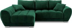 Lahvově zelená rozkládací rohová pohovka se sametovým potahem Windsor & Co Sofas Nuage, levý roh