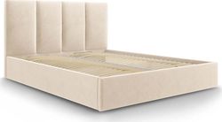 Béžová sametová dvoulůžková postel Mazzini Beds Juniper, 160 x 200 cm