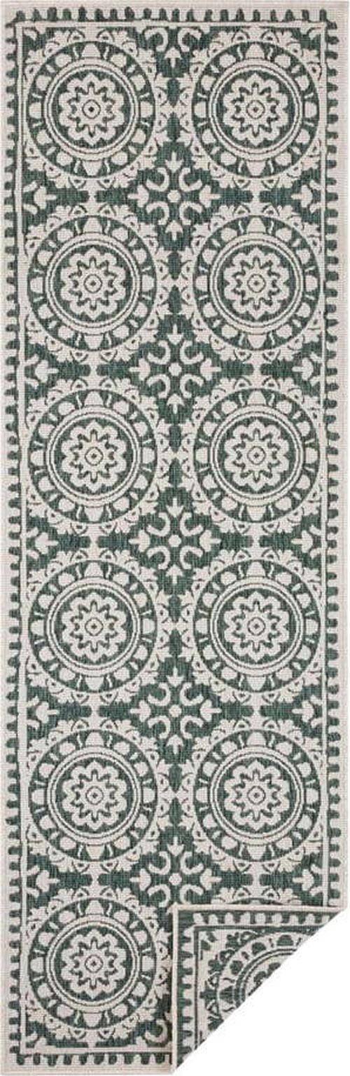 Zeleno-krémový venkovní koberec Bougari Jardin, 80 x 350 cm