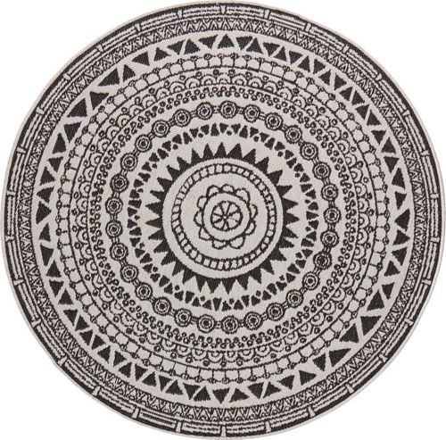 Černo-krémový venkovní koberec Bougari Coron, ø 200 cm