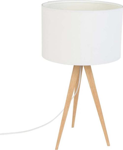 Bílá stolní lampa Zuiver Tripod Wood, ø 28 cm