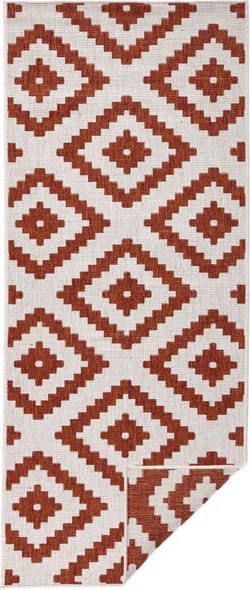 Červeno-krémový venkovní koberec NORTHRUGS Malta, 80 x 350 cm