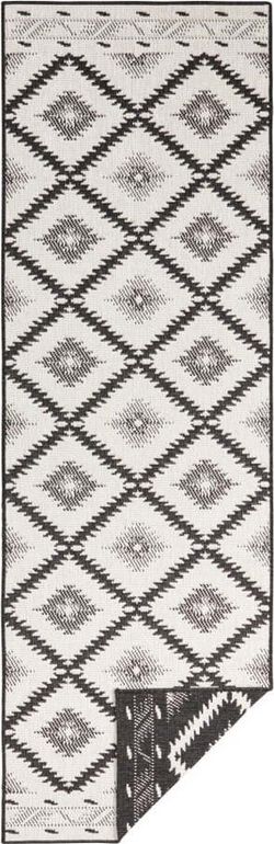 Černo-krémový venkovní koberec Bougari Malibu, 80 x 350 cm
