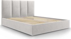 Světle šedá sametová dvoulůžková postel Mazzini Beds Juniper, 140 x 200 cm