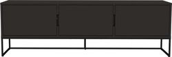 Černý TV stolek se třemi dvířky Tenzo Lipp, 176 x 57 cm