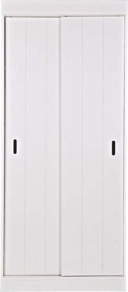 Bílá dřevěná skříň s pojízdnými dveřmi WOOOD Row