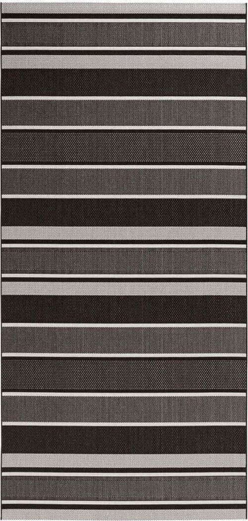 Černý venkovní koberec Bougari Strap, 80 x 200 cm