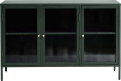Zelená kovová vitrína Unique Furniture Bronco, výška 85 cm