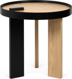 Příruční stolek v dubovém dekoru s černými detaily TemaHome Bruno
