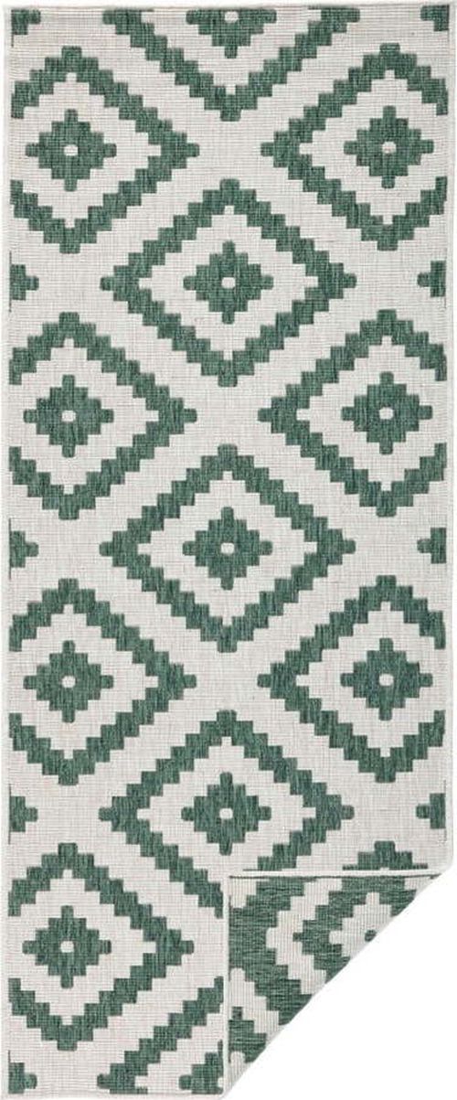 Zeleno-krémový venkovní koberec Bougari Malta, 80 x 350 cm