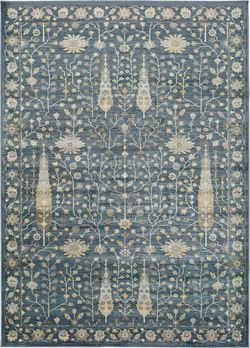 Modrý koberec z viskózy Universal Vintage Flowers, 160 x 230 cm