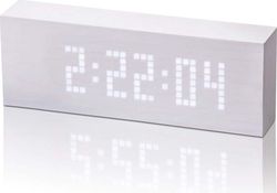 Bílý budík s bílým LED displejem Gingko Message Click Clock