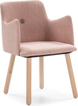 Růžová jídelní židle s nohami ze dřeva kaučukovníku Marckeric Aruba