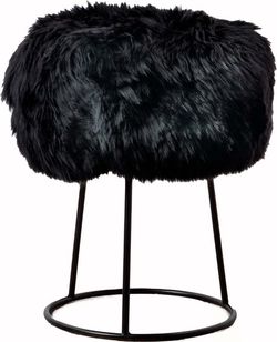 Stolička s černým sedákem z ovčí kožešiny Native Natural, ⌀ 36 cm