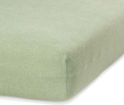Olivově zelené elastické prostěradlo s vysokým podílem bavlny AmeliaHome Ruby, 160/180 x 200 cm
